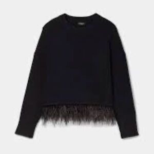 Kate Spade Black Sweater with Fringe Hem